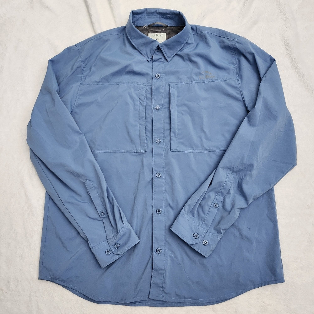 L.L. BEAN Men's‎ Long Sleeve Vented Tropicwear Outdoor Shirt Large Blue Neutral - Picture 5 of 14